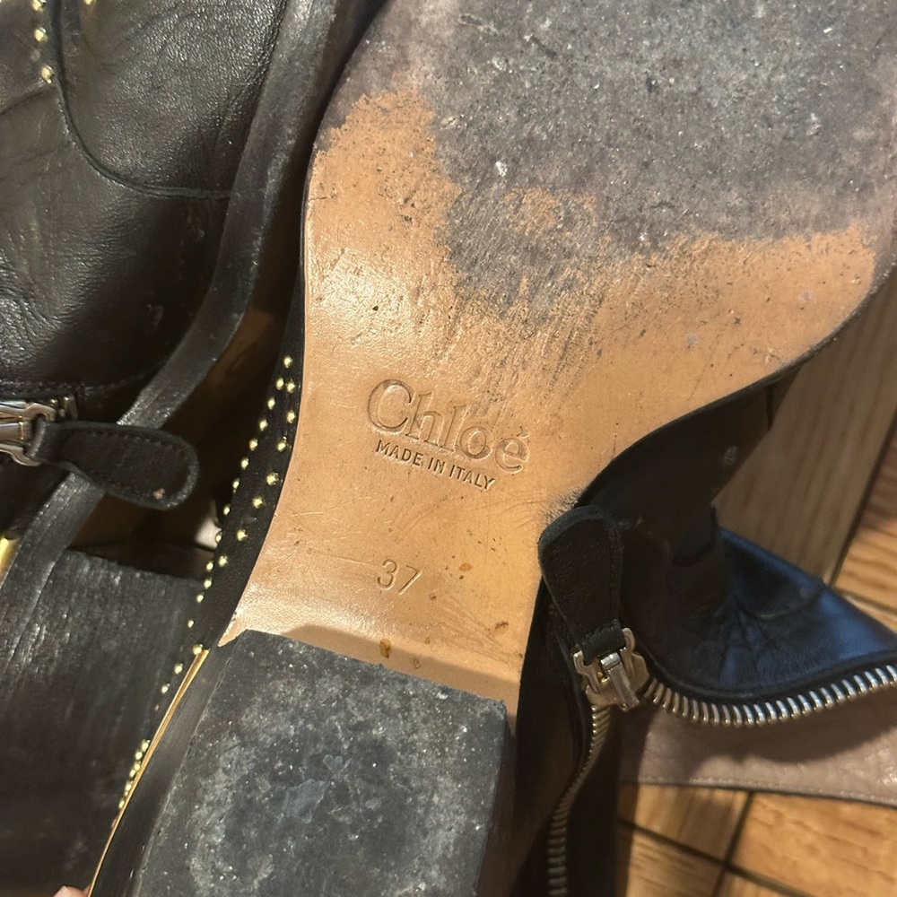Chloe Susanna Studded Leather Ankle Boots - Picture 6 of 6